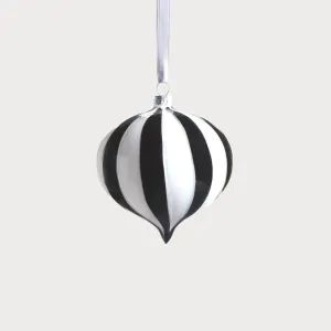 4" Twilight Black & White Stripe Glass Ornament