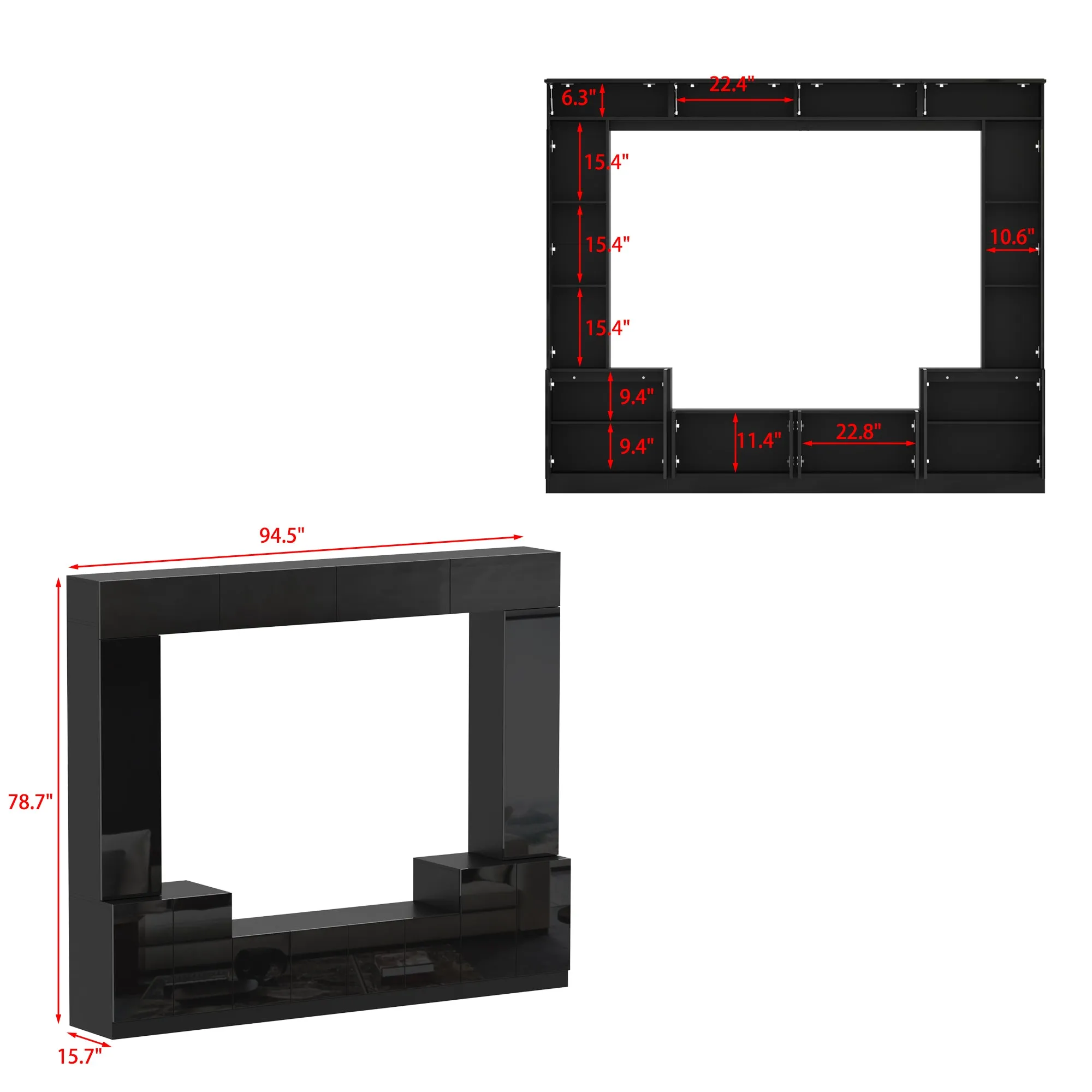 94.5''W Entertainment Center with Cabinets