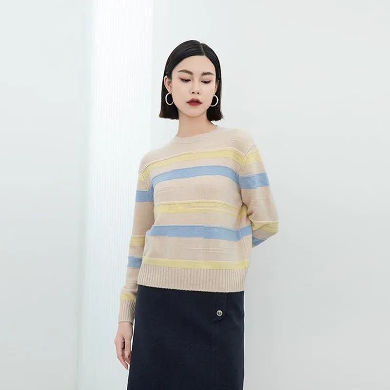 Apricot Striped Wool Sweater