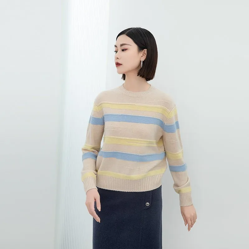 Apricot Striped Wool Sweater