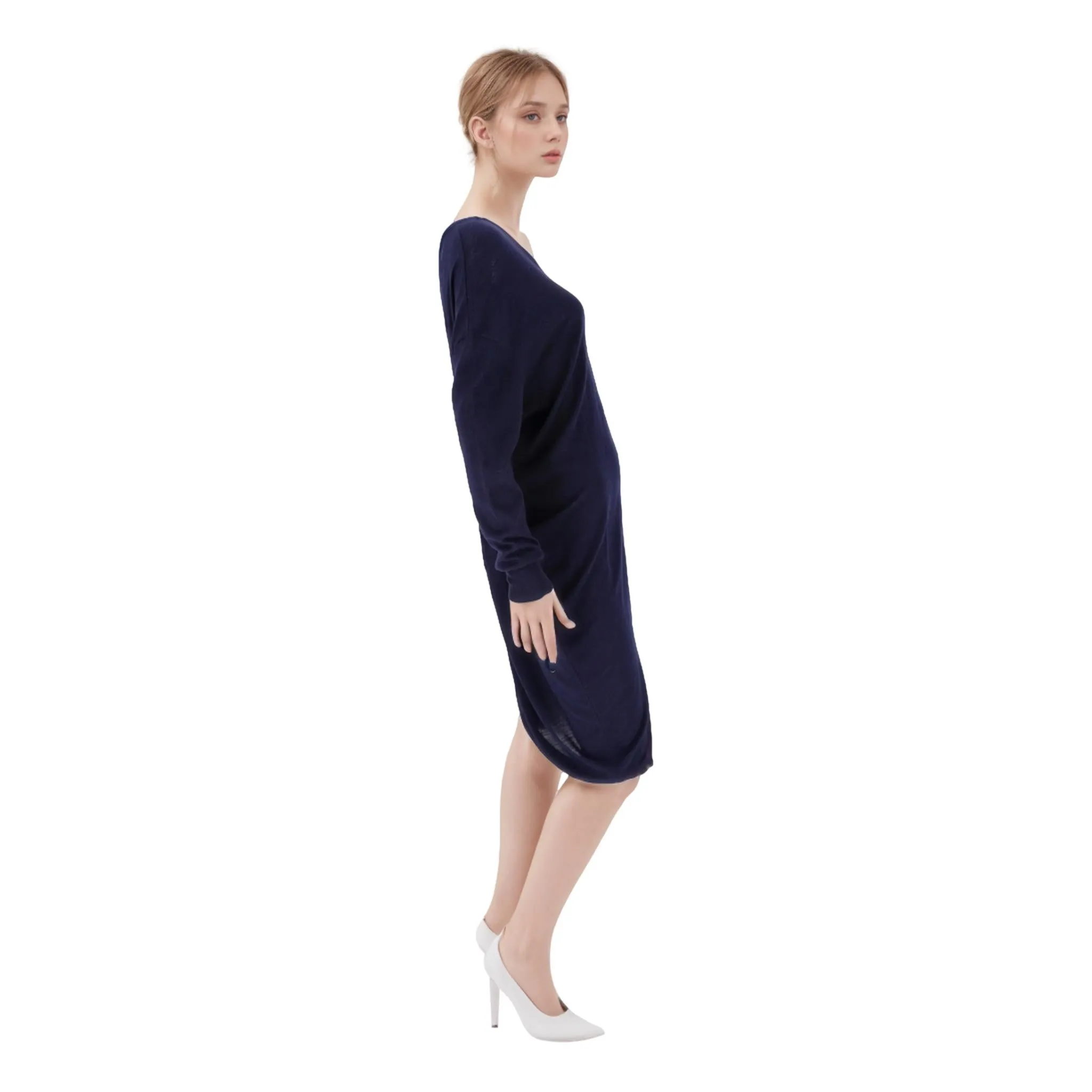 Balenciaga Wool, Silk & Cashmere Asymmetric Dress. Size 38FR