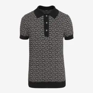 Balmain Monogrammed Wool Polo Shirt