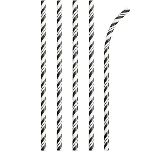 Black Striped Paper Straws (24/Pkg)