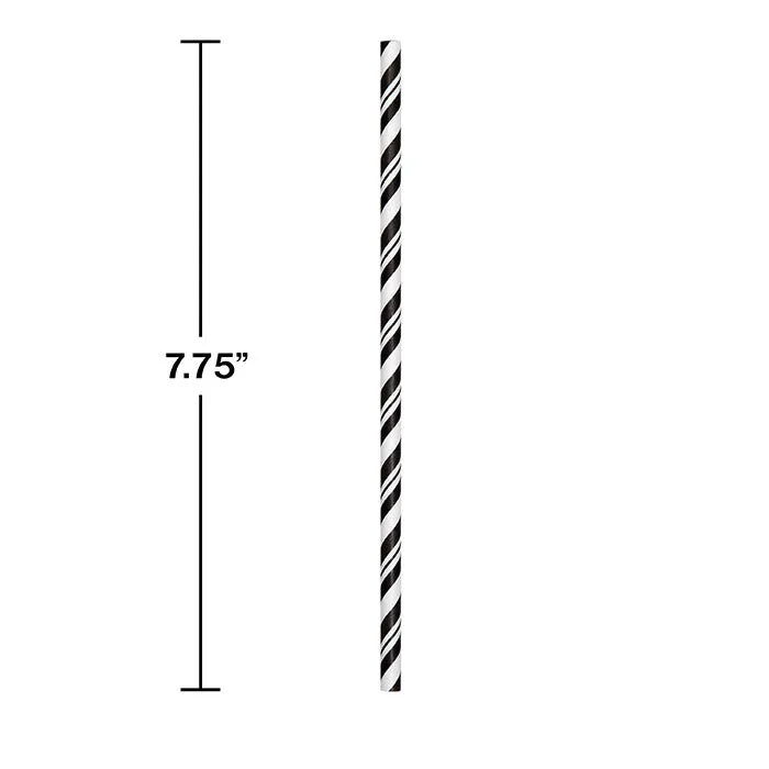 Black Striped Paper Straws (24/Pkg)