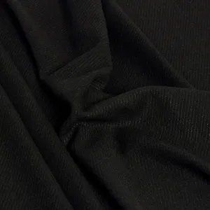 Premium Black Striped Wool Fabric - Product 2490