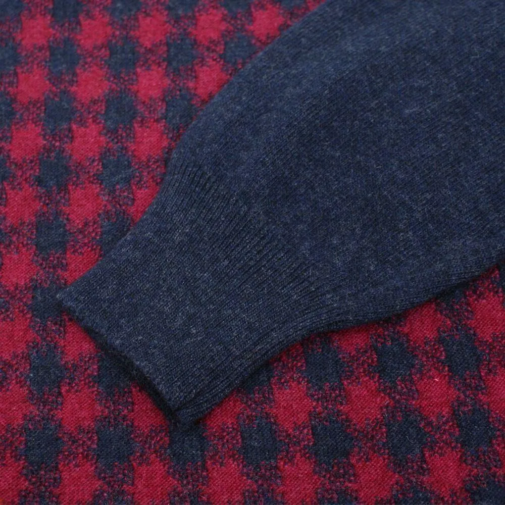 Blue & Maroon Houndstooth Jumper