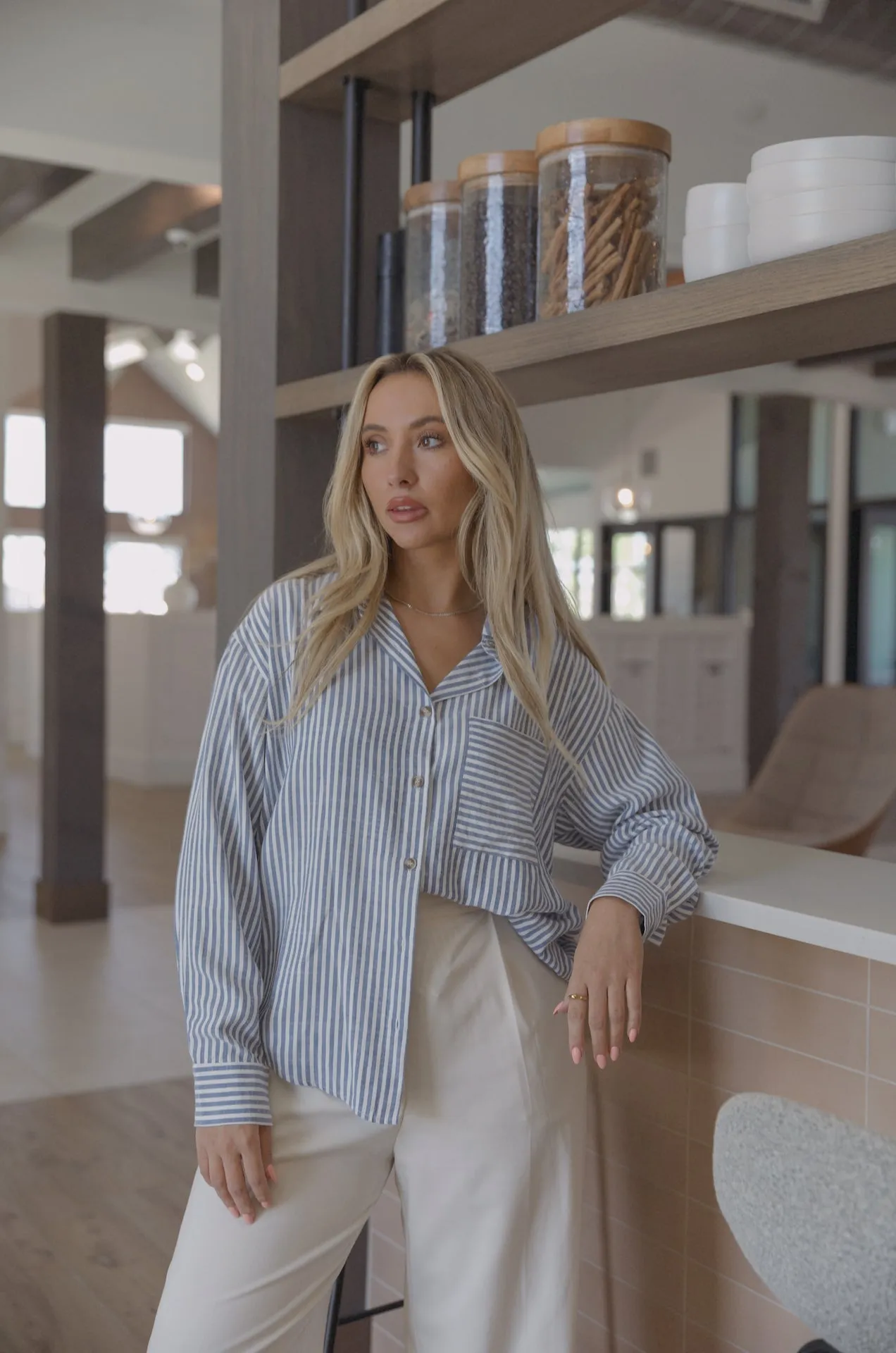 Blue Striped Button Down Shirt