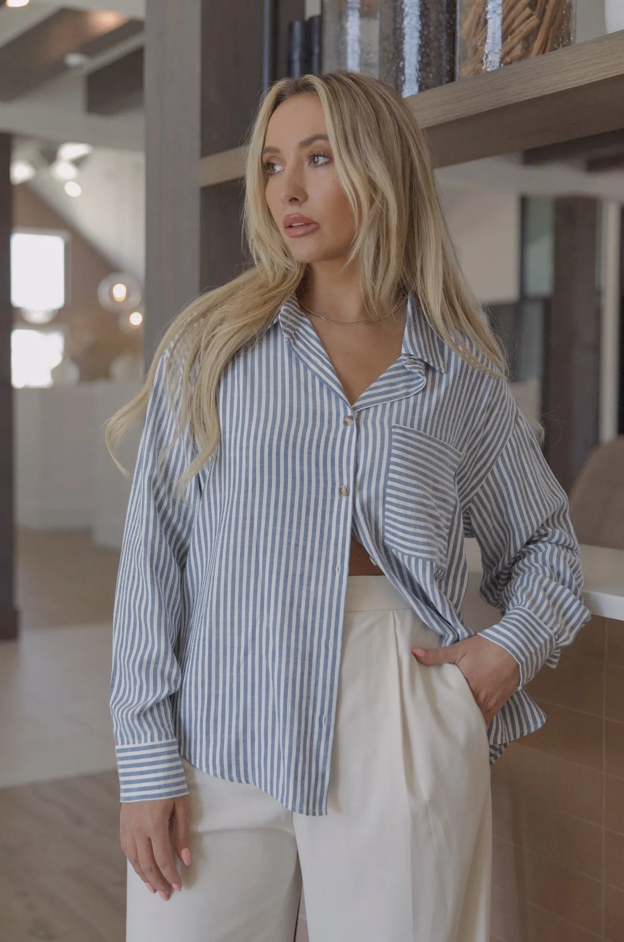 Blue Striped Button Down Shirt