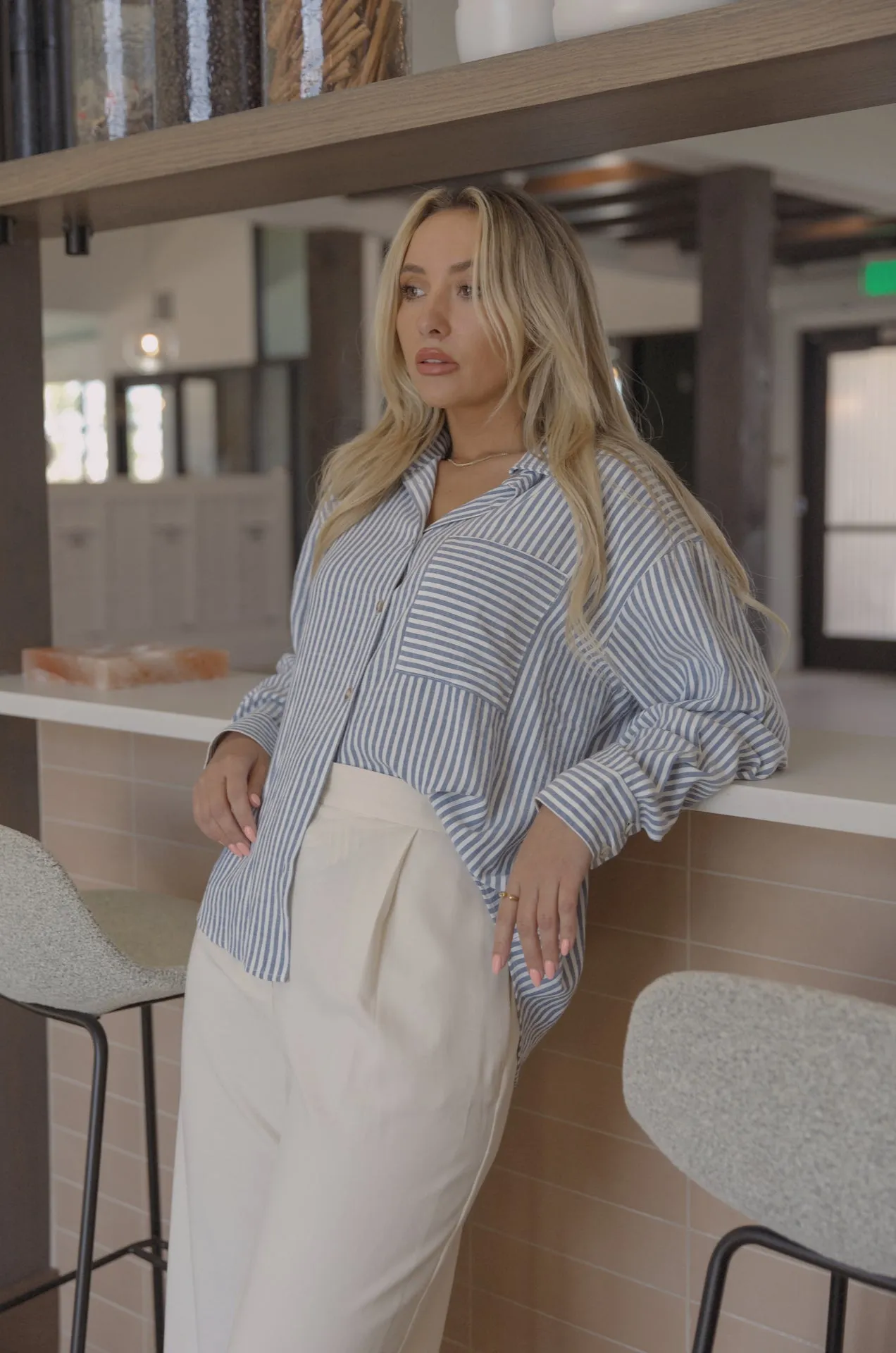 Blue Striped Button Down Shirt