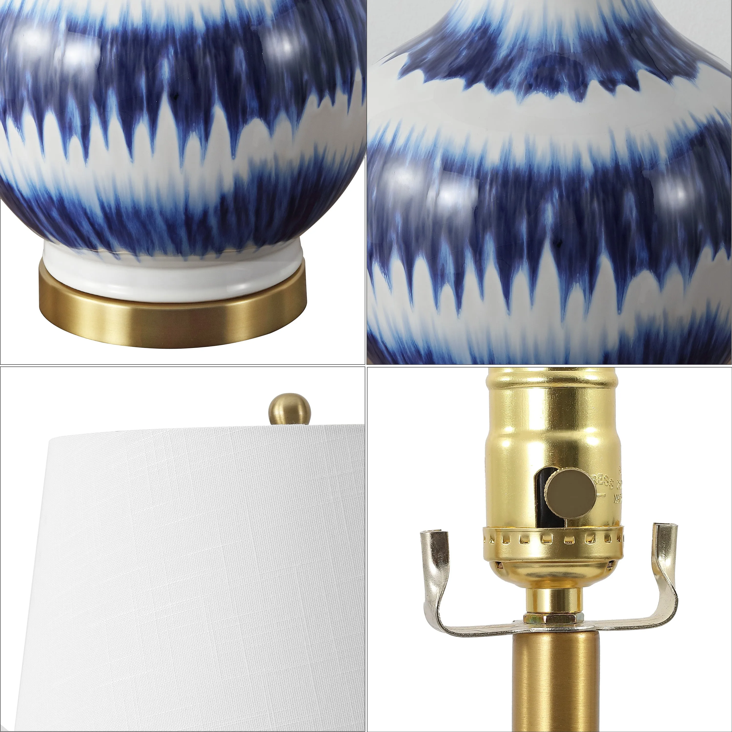 Branch 30.5" Striped Ceramic/Metal LED Table Lamp