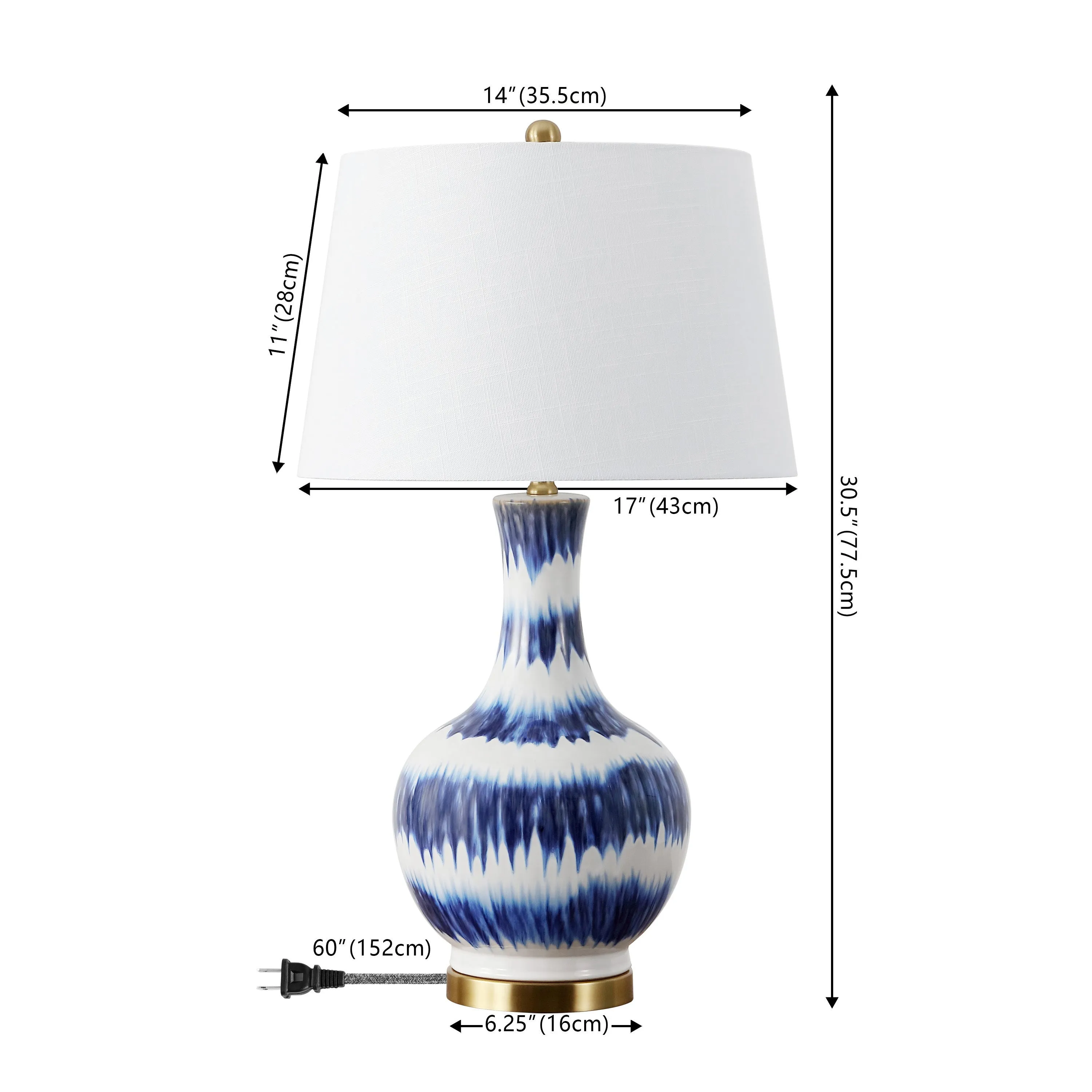 Branch 30.5" Striped Ceramic/Metal LED Table Lamp