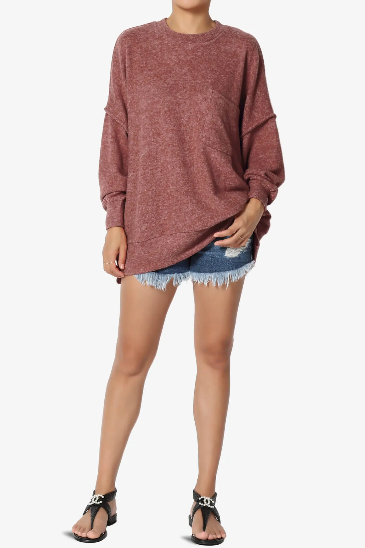 Breccan Blushed Knit Oversized Sweater PLUS