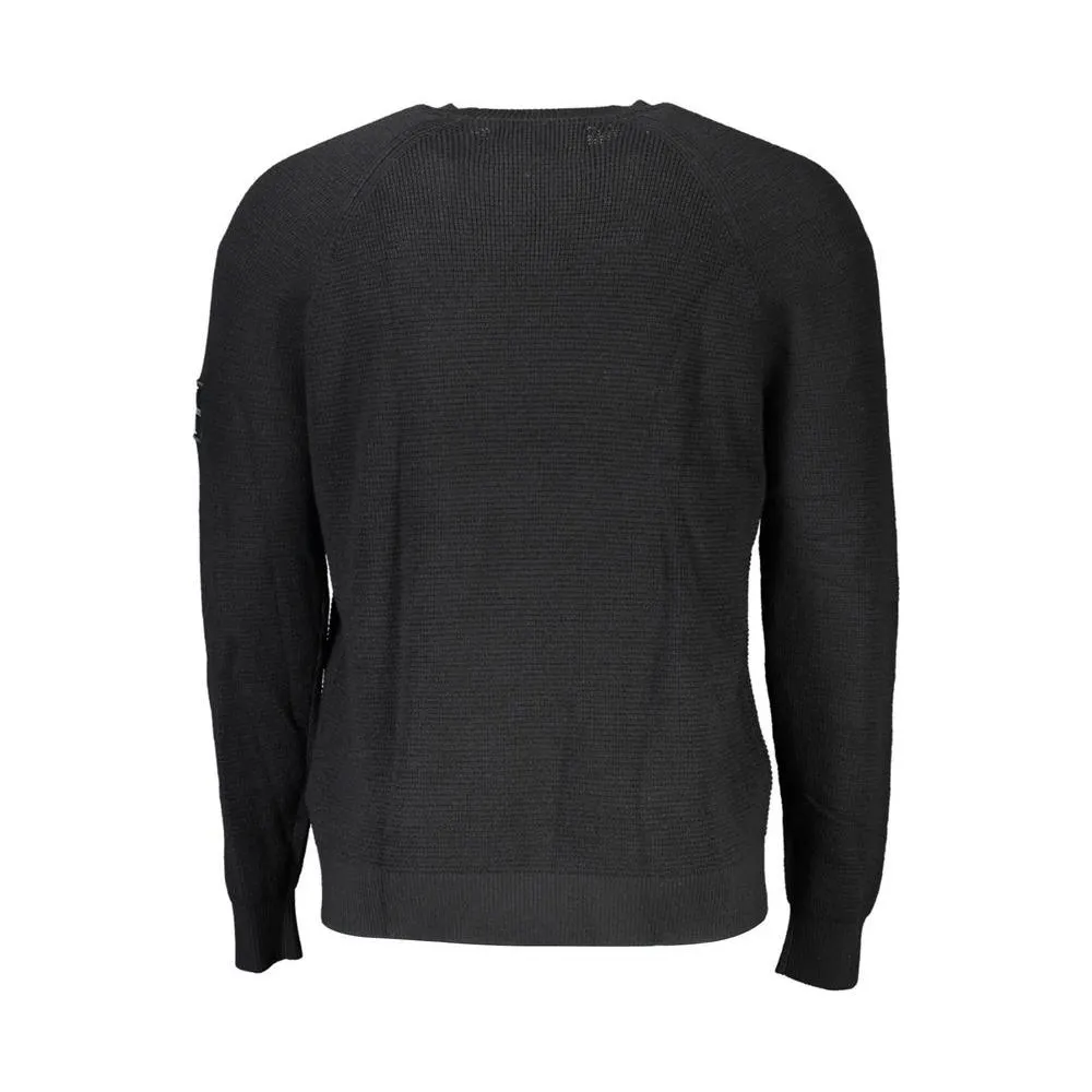 Calvin Klein Elegant Black Wool Sweater - Long Sleeved Crew Neck