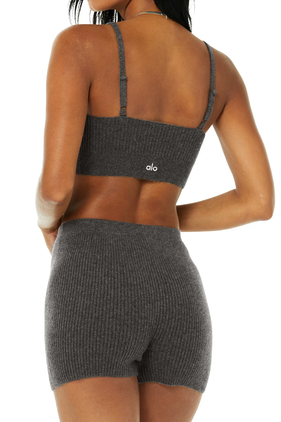 Cashmere Ribbed Staycation Bra - Cozy Grey Heather