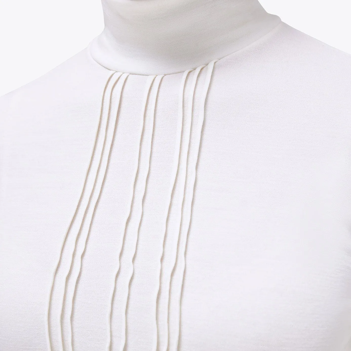 Cavalleria Toscana Tech Wool Pleated Turtleneck Base Layer - Off White