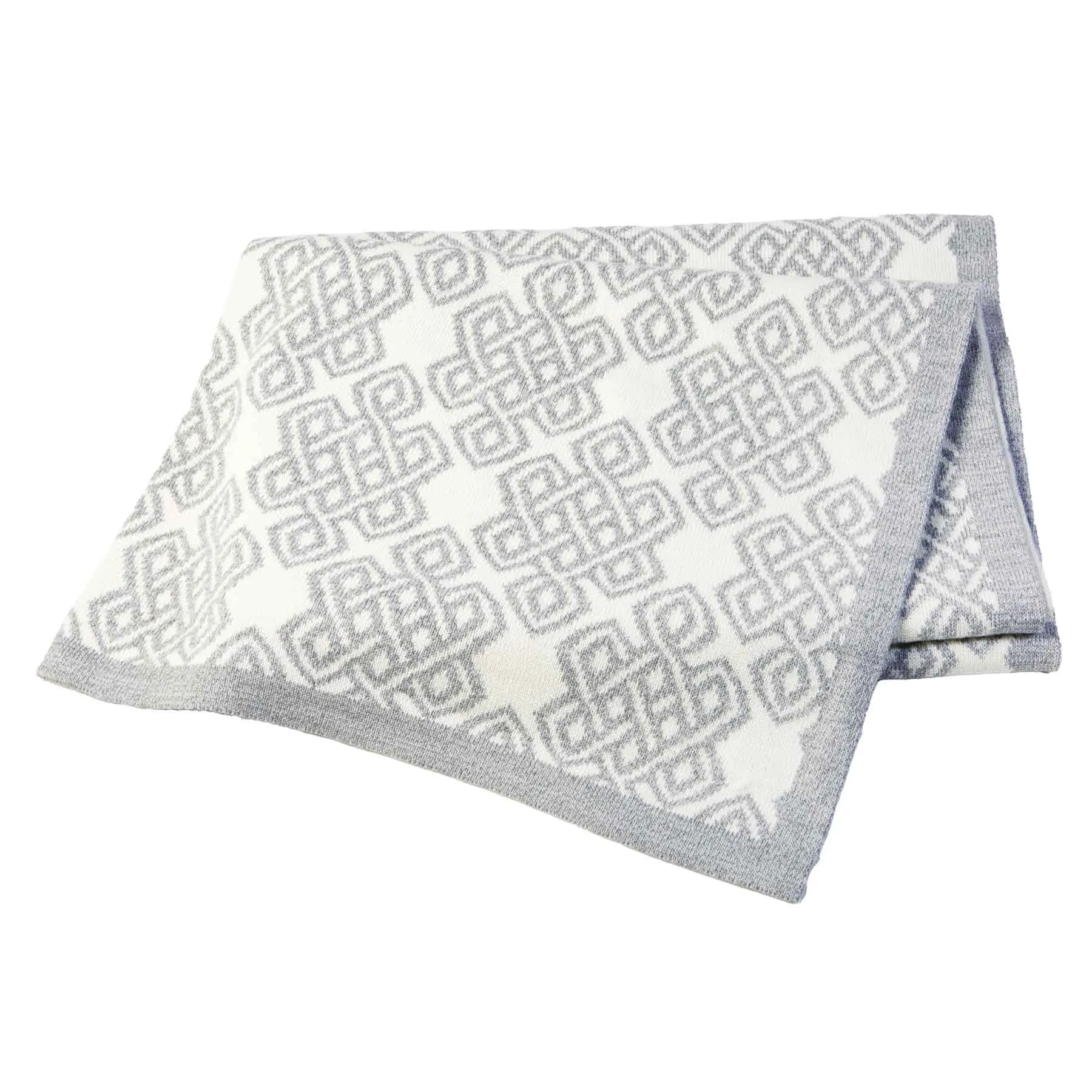 Celtic Novelty Pattern Wool Throw- Grey