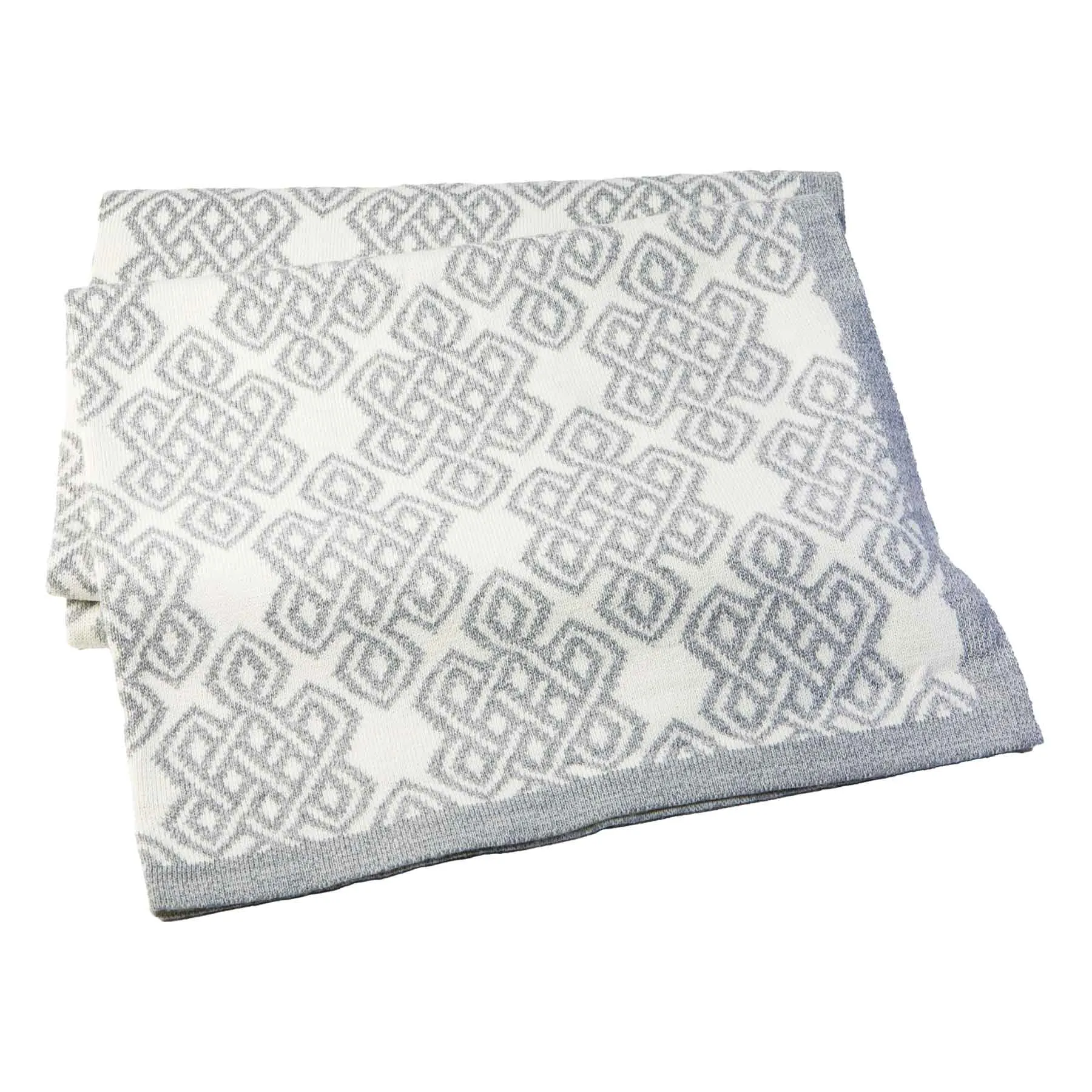 Celtic Novelty Pattern Wool Throw- Grey