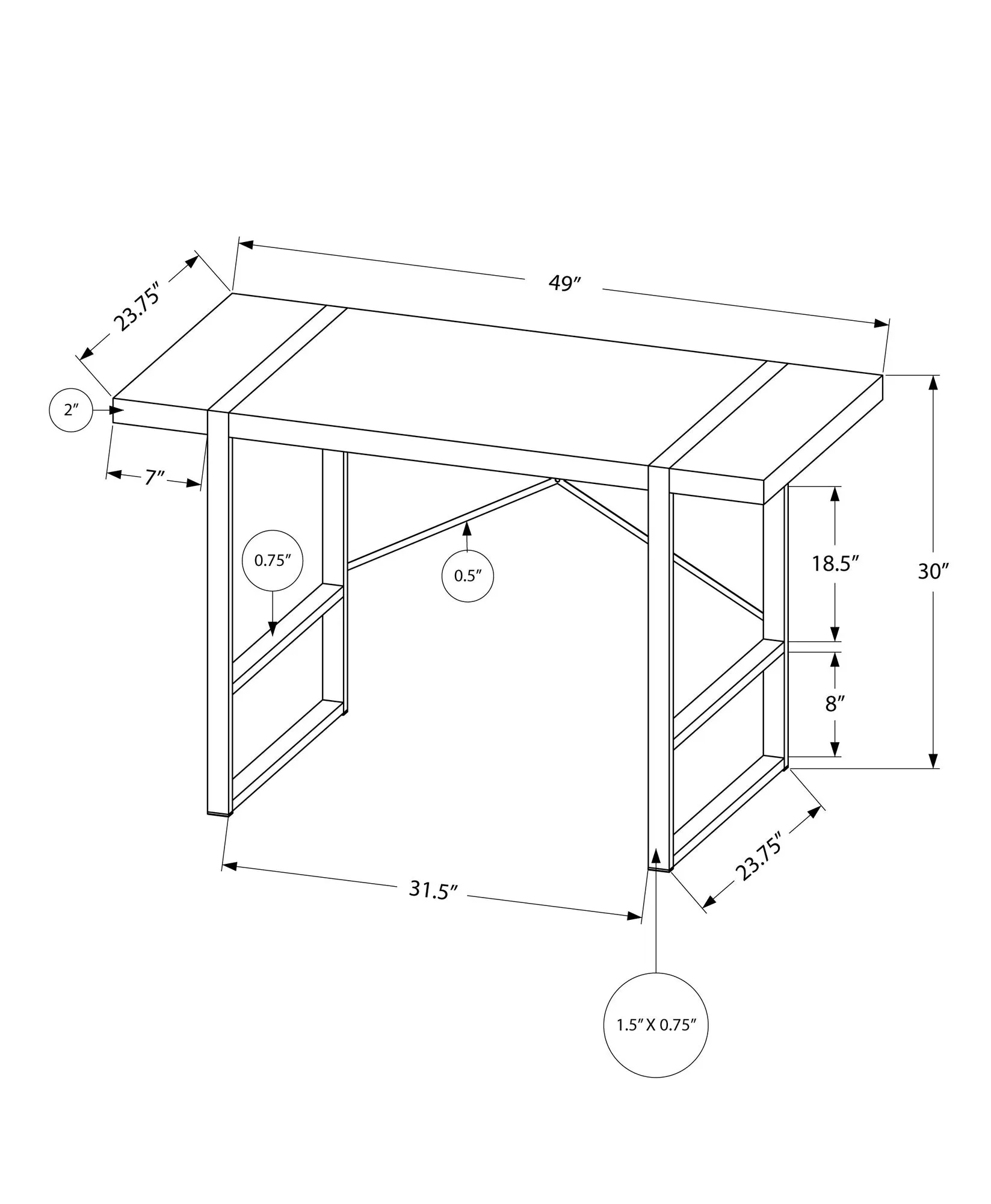 Computer Desk - 48"L / Brown Reclaimed Wood / Black Metal