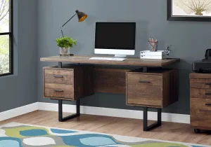 Computer Desk - 60"L / Brown Reclaimed Wood / Black Metal