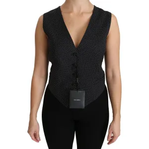 Dolce & Gabbana Chic Black Dotted Wool Blend Sleeveless Vest