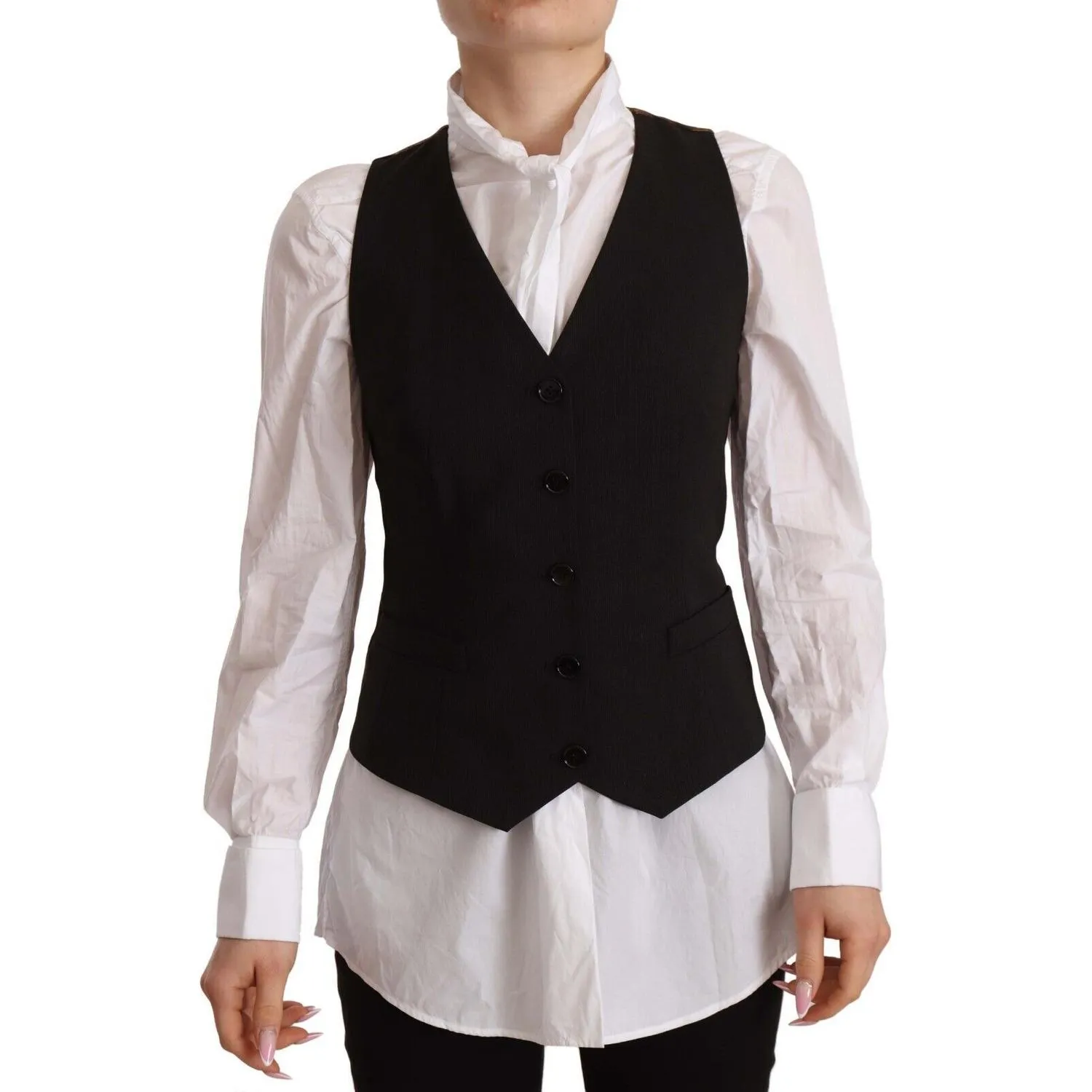 Dolce & Gabbana Elegant Black Buttoned Vest Top