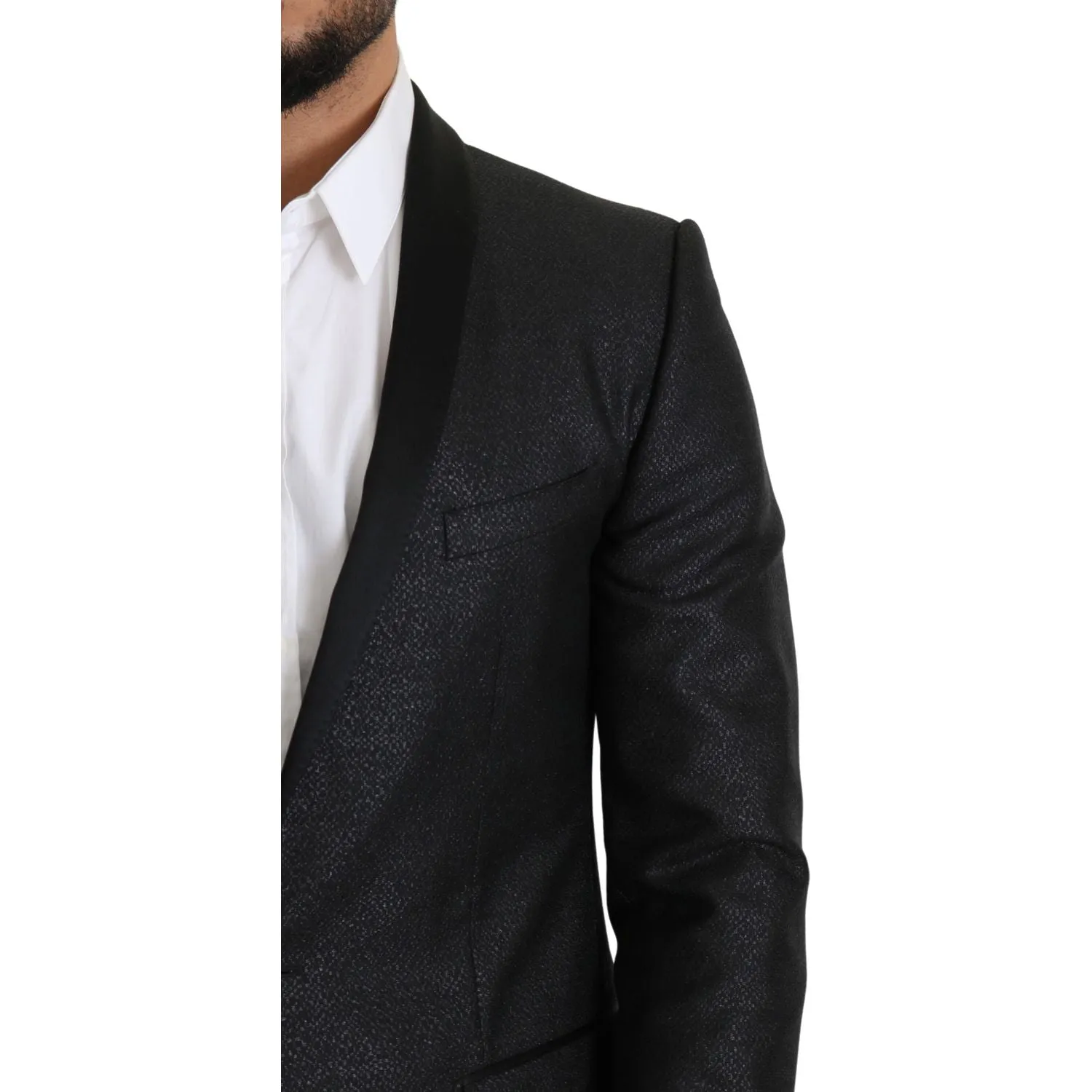 Dolce & Gabbana Elegant Black Jacquard Slim Fit Blazer