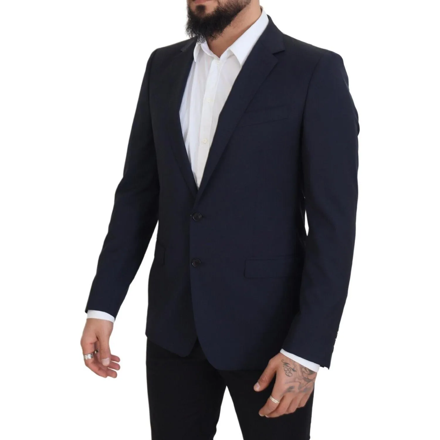 Dolce & Gabbana Elegant Dark Blue Slim Fit Wool Blazer