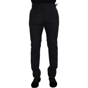 Dolce & Gabbana Elegant Dark Grey Wool Silk Pants