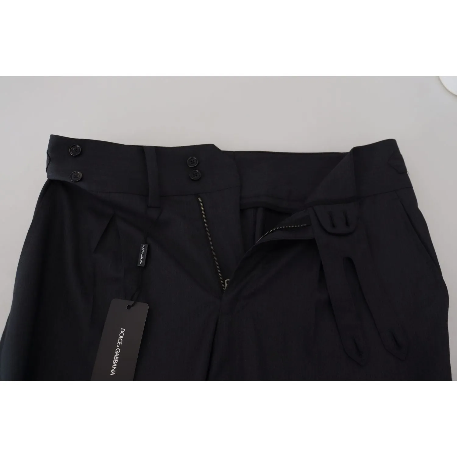 Dolce & Gabbana Elegant Dark Grey Wool Silk Pants