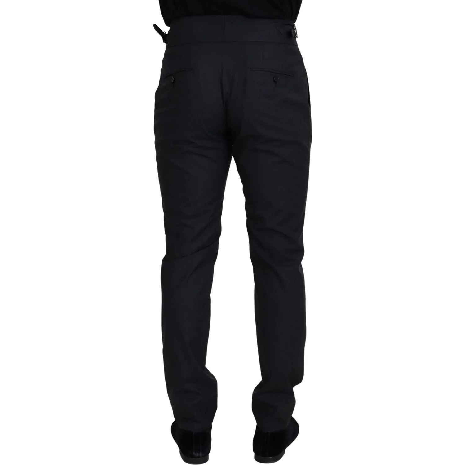 Dolce & Gabbana Elegant Dark Grey Wool Silk Pants