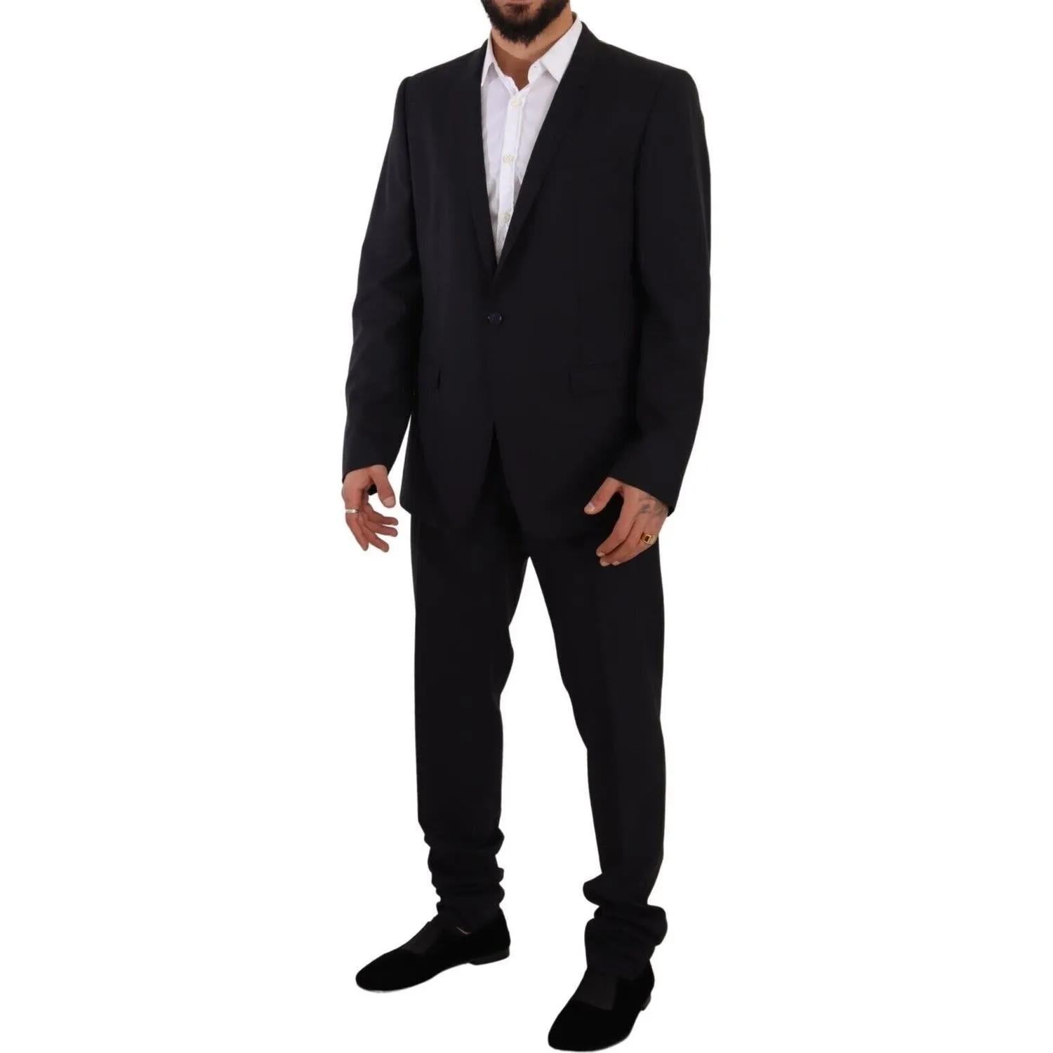 Dolce & Gabbana Elegant Navy Slim Fit Wool Silk Two-Piece Suit