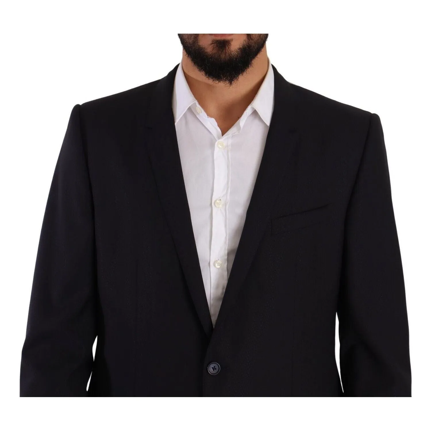 Dolce & Gabbana Elegant Navy Slim Fit Wool Silk Two-Piece Suit