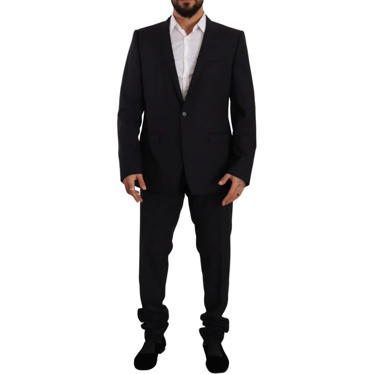 Dolce & Gabbana Elegant Navy Slim Fit Wool Silk Two-Piece Suit