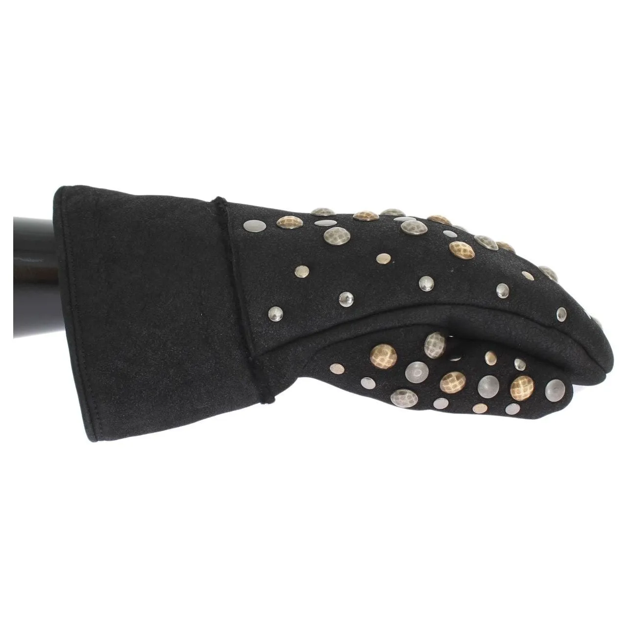 Dolce & Gabbana Elegant Studded Gray Wool Gloves