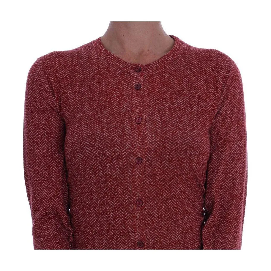 Dolce & Gabbana Red Wool Cardigan Sweater