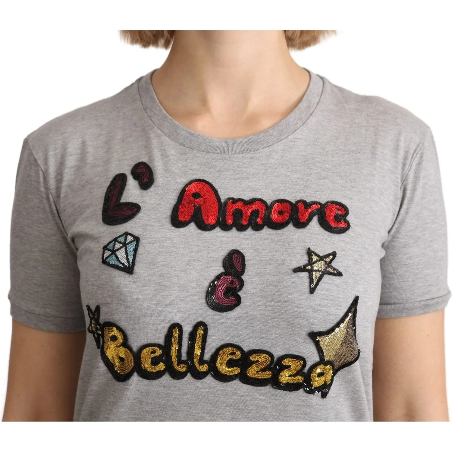 Dolce & Gabbana Sequined Motive Cotton Tee