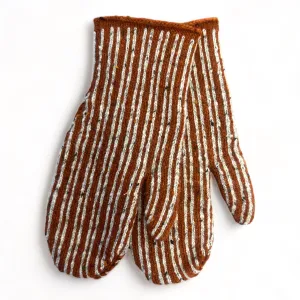 Donegal Wool Stripe Mittens Chilli