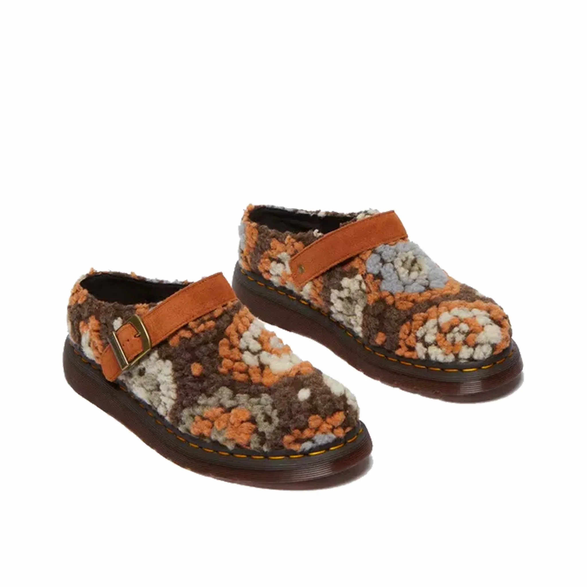 Tan Dr. Martens Isham Mule - Crochet Wool and Suede