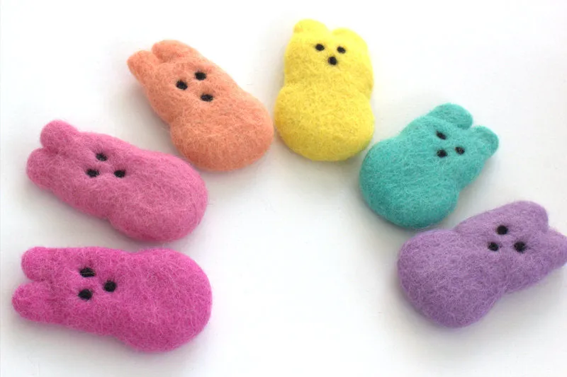 Easter Marshmallow Bunnies- Set of 6- Bright Rainbow Colors