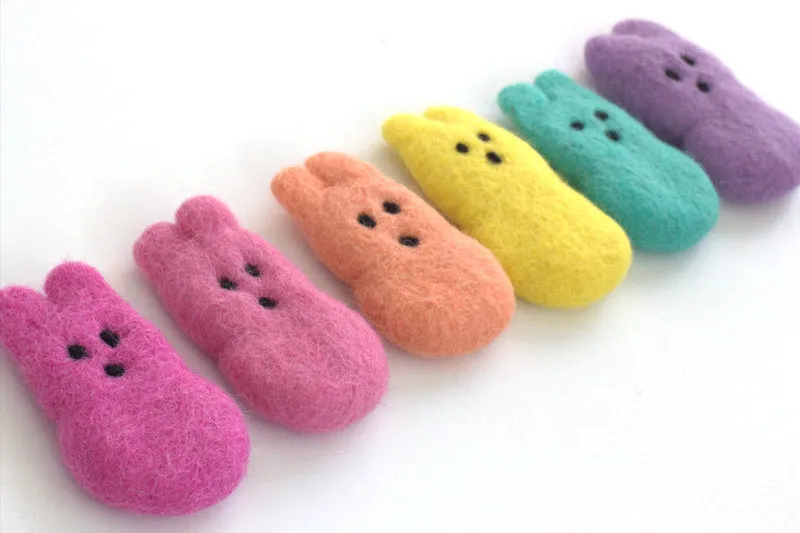 Easter Marshmallow Bunnies- Set of 6- Bright Rainbow Colors