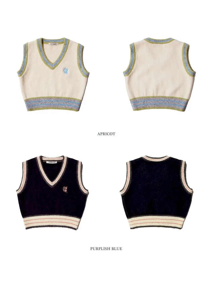 Embroidery V-Neck Sleeveless Sweater Knit Vest【s0000005999】