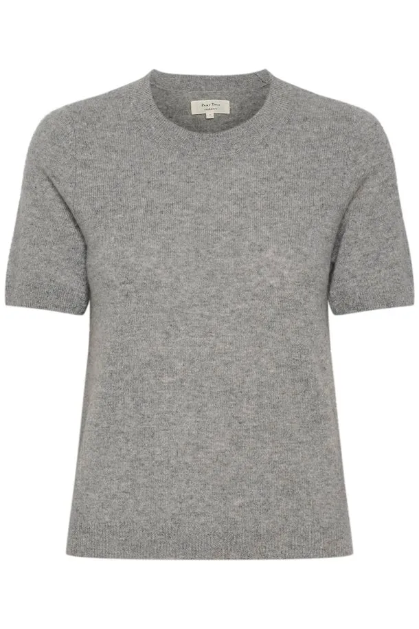 Everlotta Grey Short Sleeve Cashmere Sweater