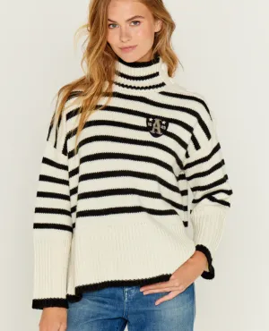 Five Black Ecru Stripe Knit