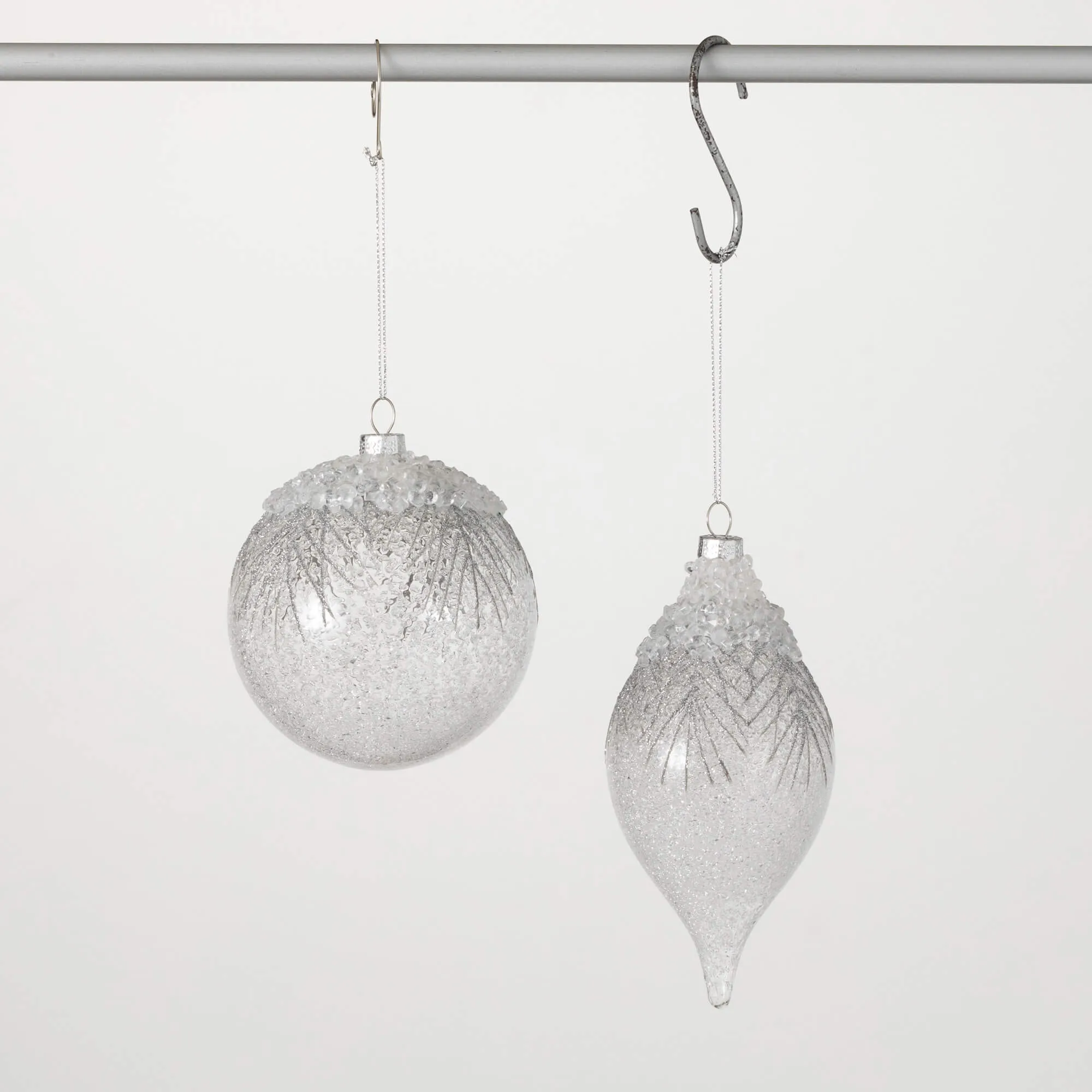 Frosted Silver Clear Ornaments