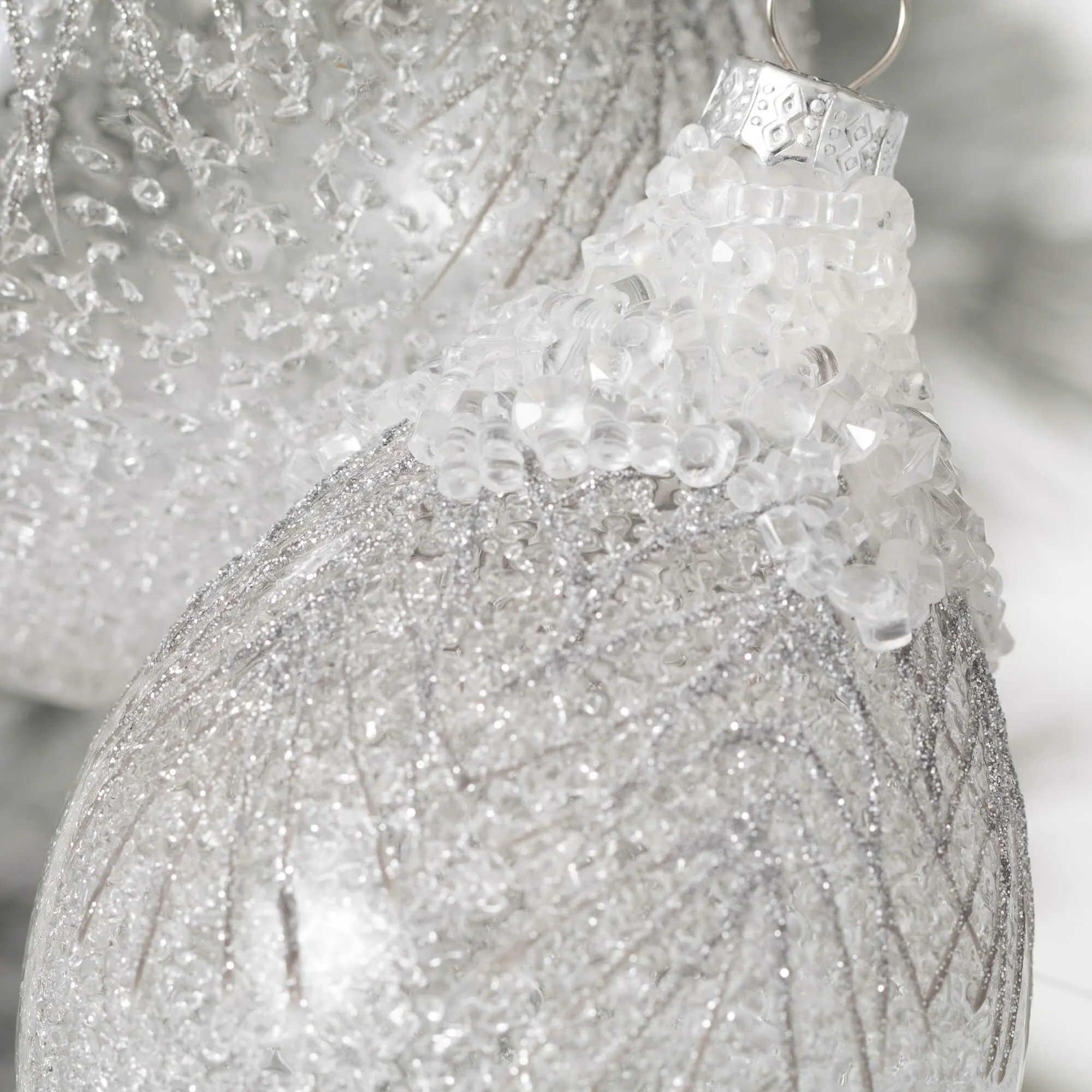 Frosted Silver Clear Ornaments