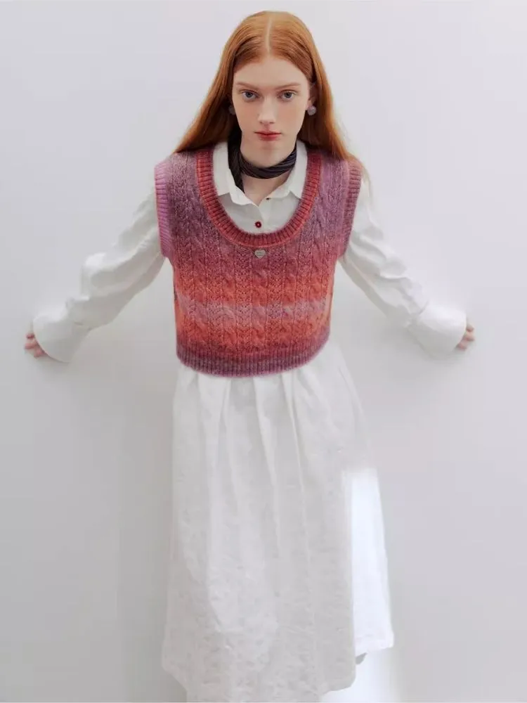 Gradient round neck knit sweater【s0000006188】