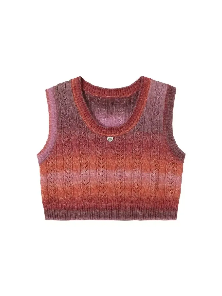 Gradient round neck knit sweater【s0000006188】