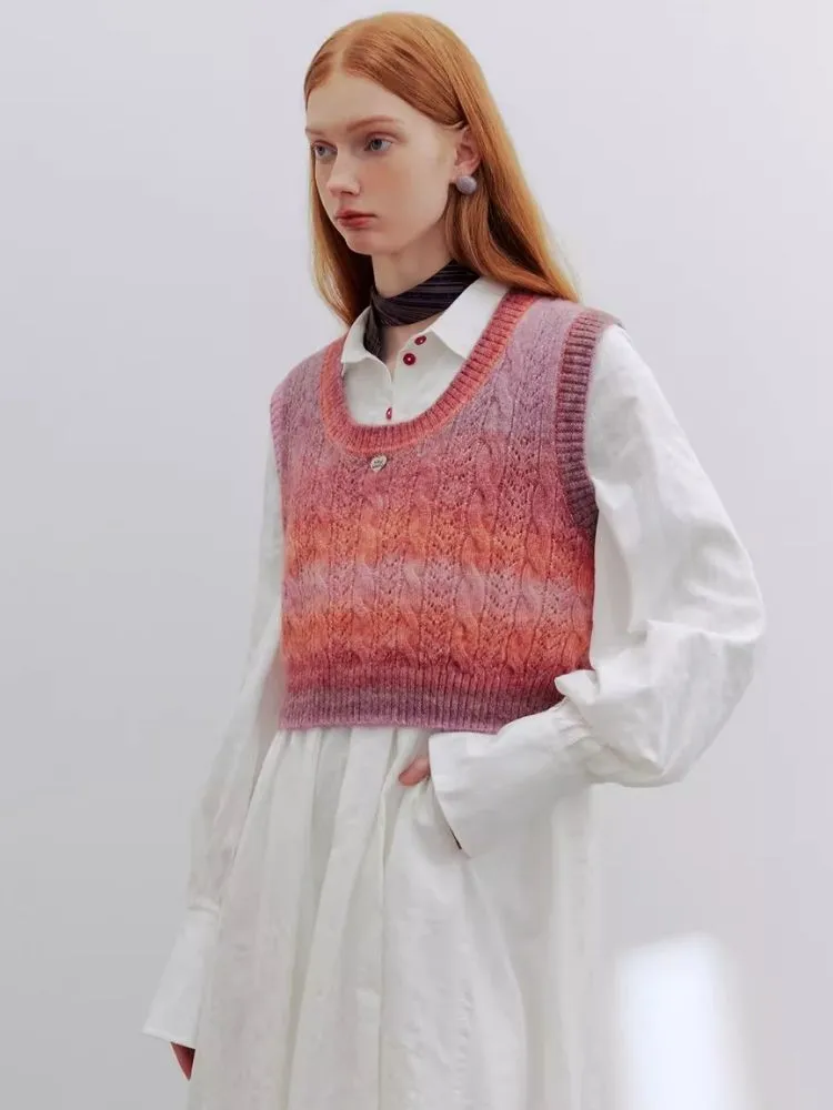 Gradient round neck knit sweater【s0000006188】