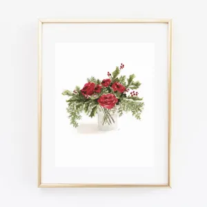 holly & roses art print