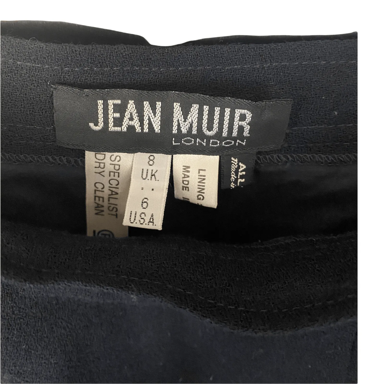 Jean Muir Vintage Wool Skirt Dark Navy Blue Size 8